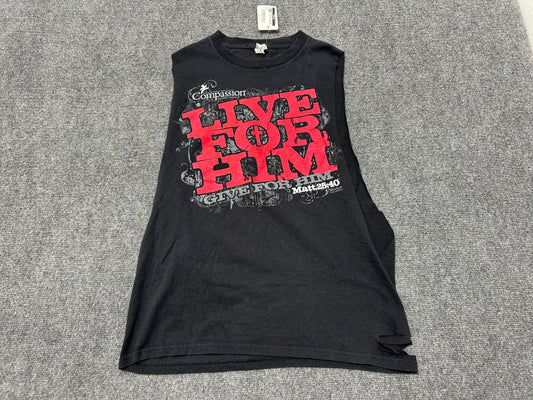 2009 Live For Him Cutoff Tee - Black Size Medium