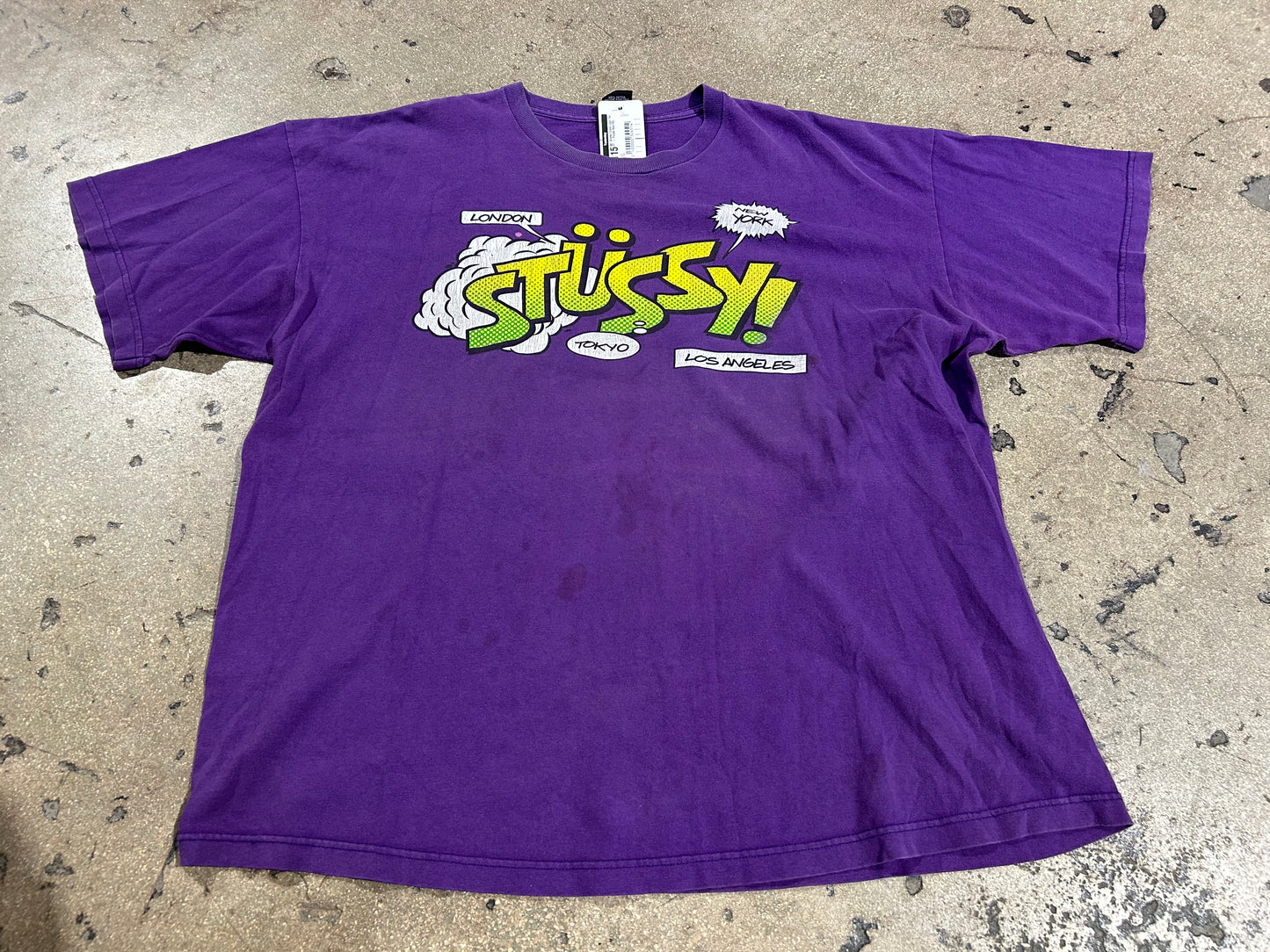 Stussy Comic Logo Tee - Purple Size XXL