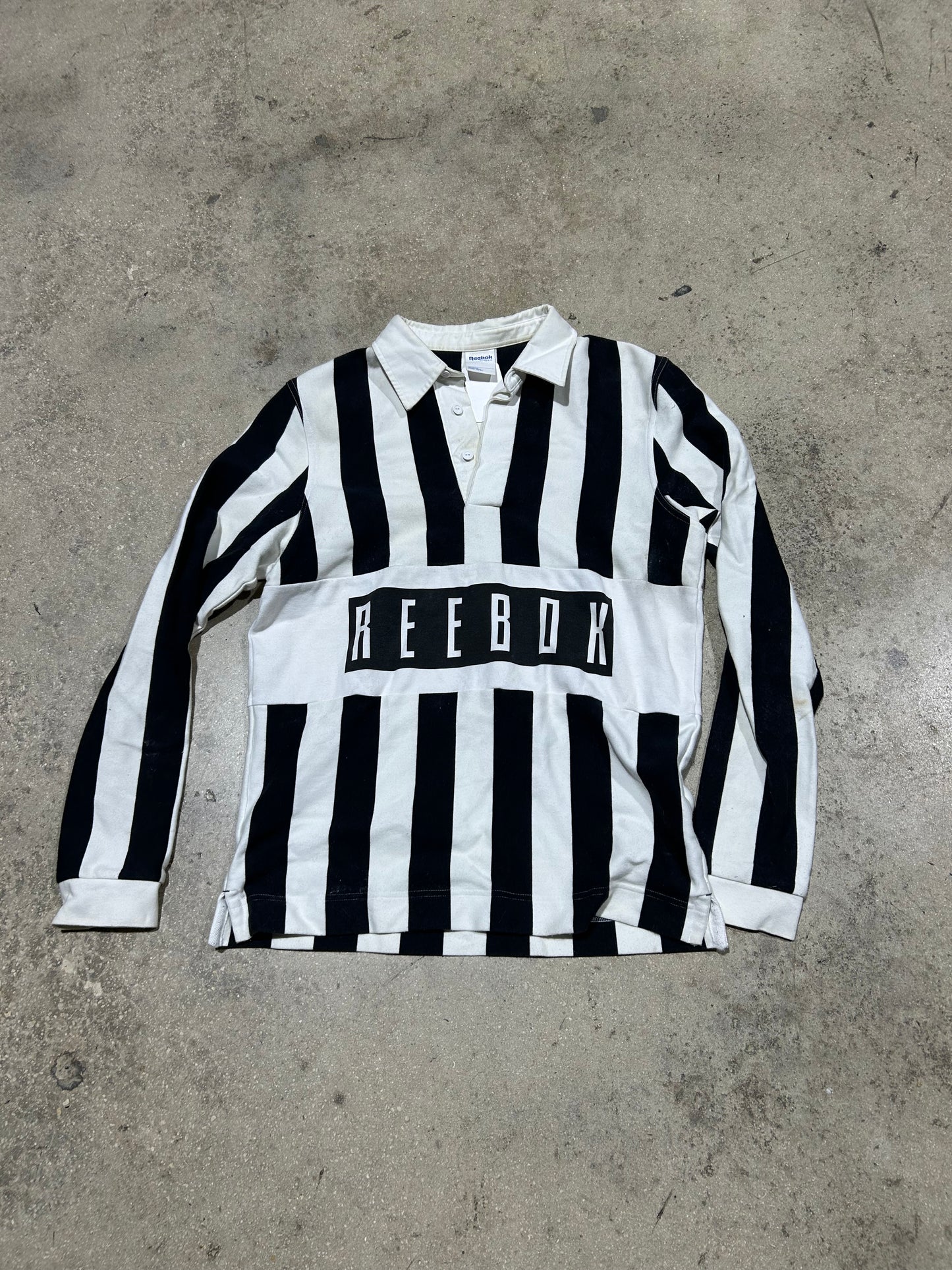 Reebok Rugby Long Sleeve - Black/White Size Medium (con)