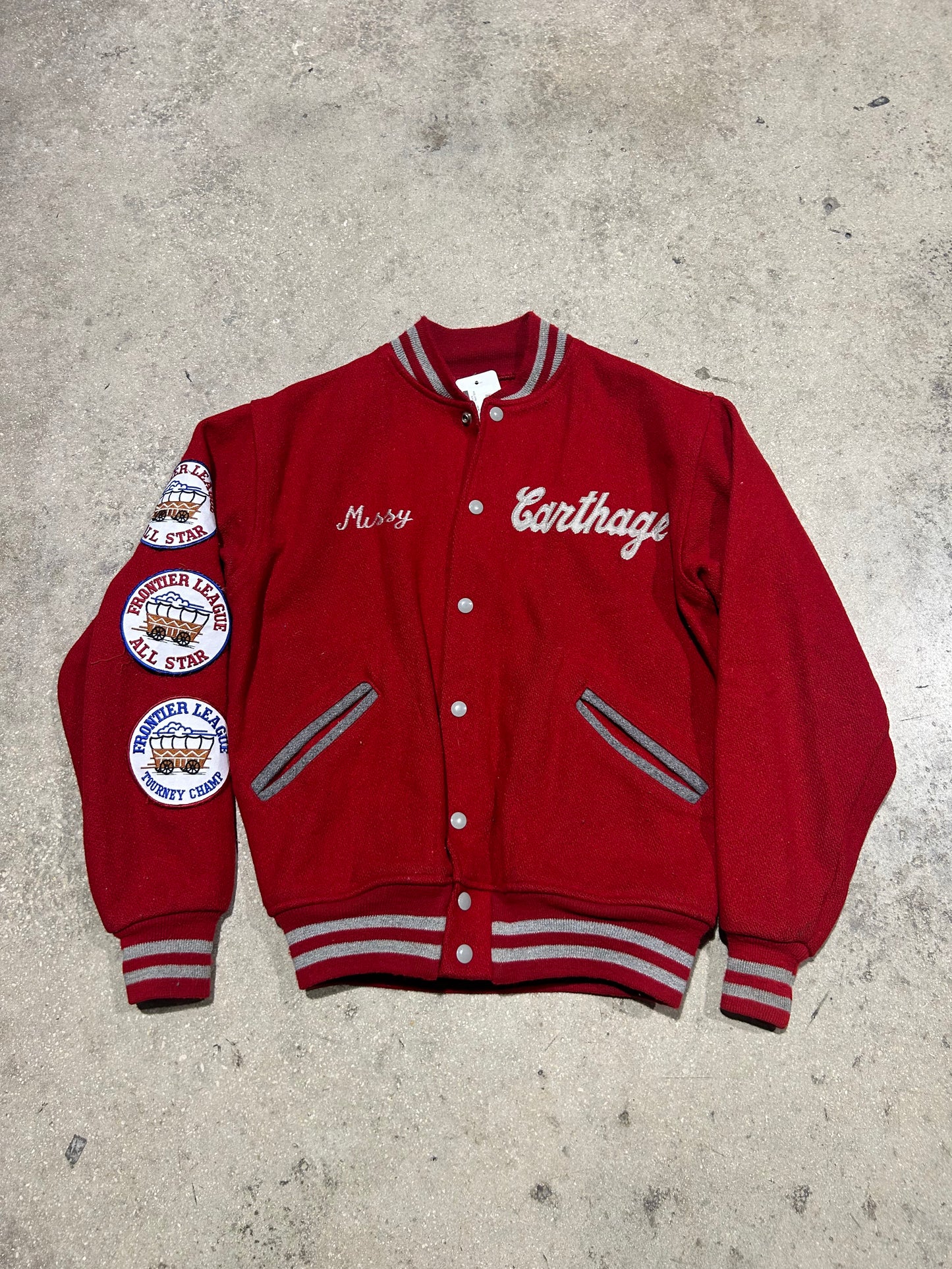1988 Carthage Comets Varsity Jacket - Red Size Medium