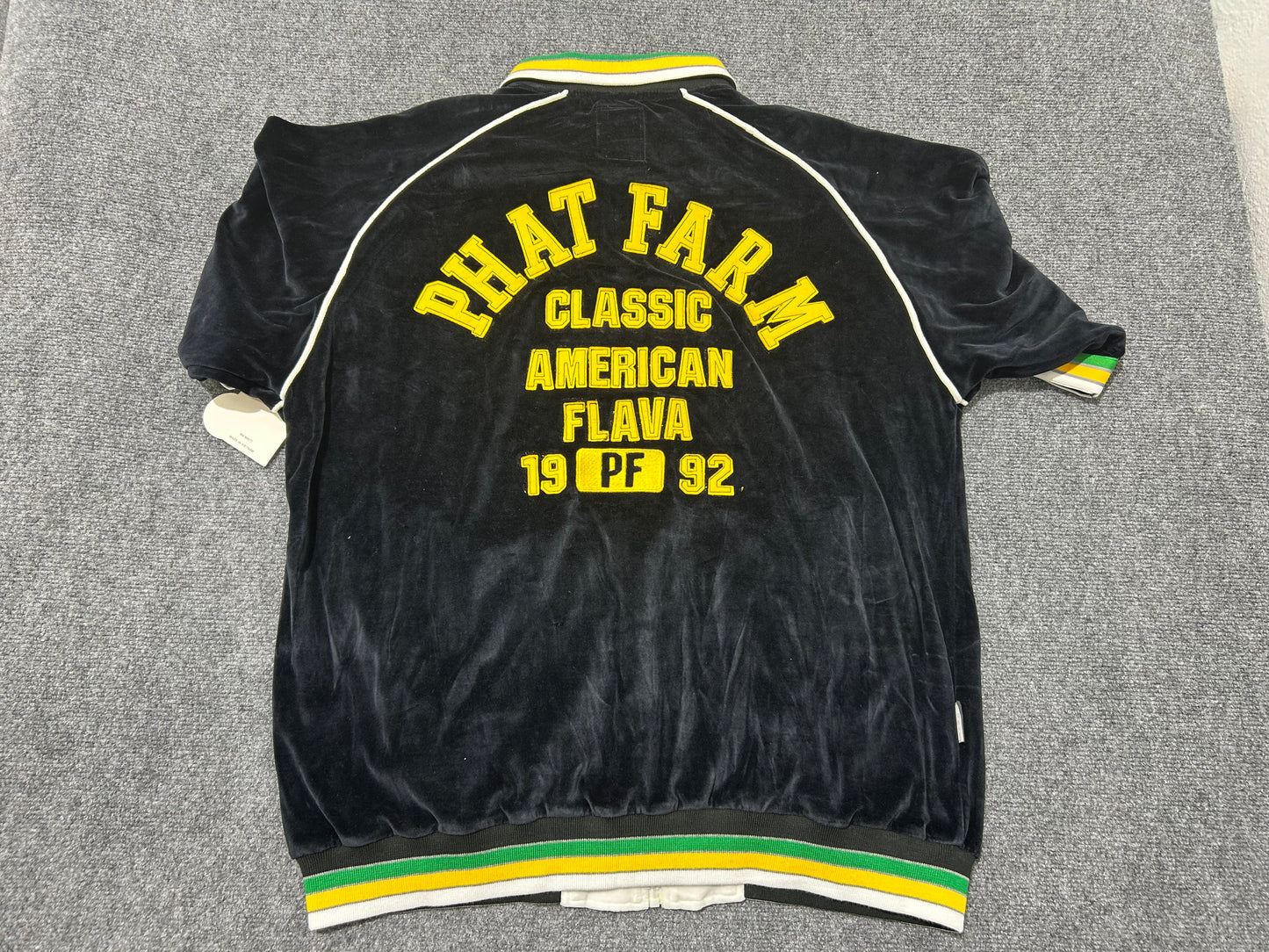 Phat farm Velour Zip Up Shirt - White/Yellow/Green/Black Size XL