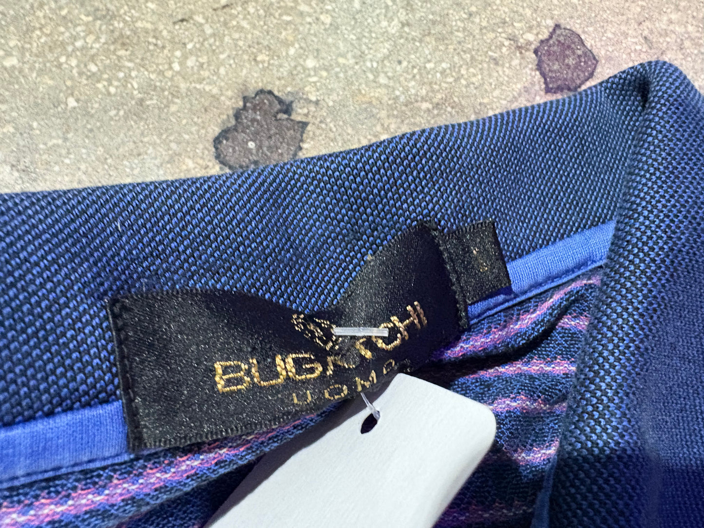Bugatchi Patterned Golf Polo Shirt - Blue /Pink Size Large