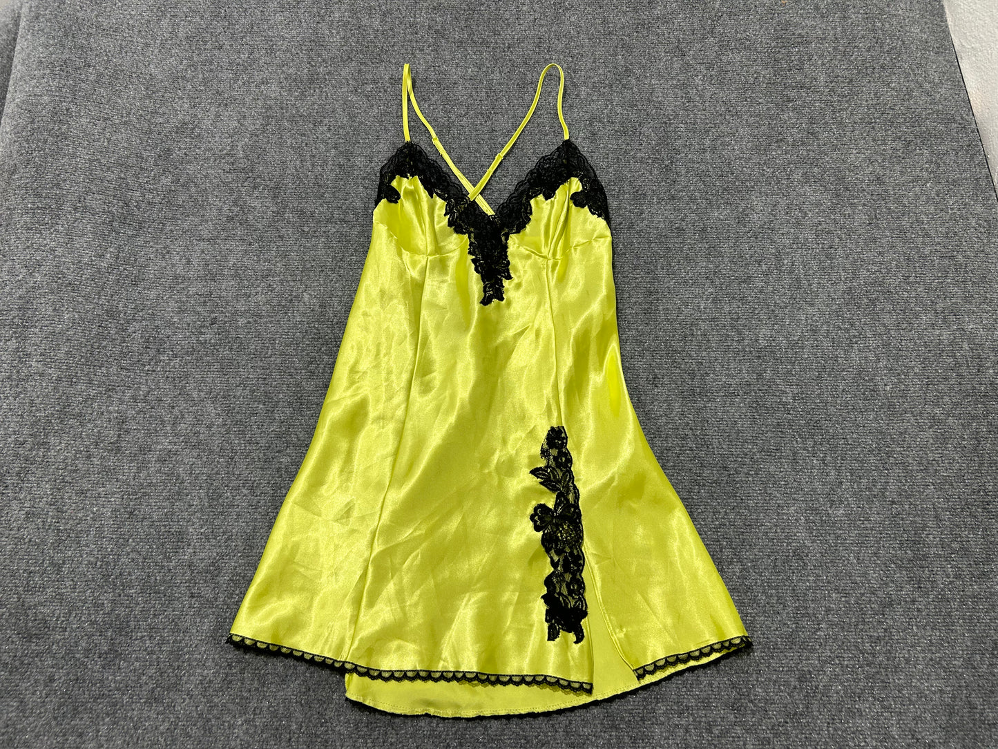 Fredrick's of Hollywood Satin Slip Dress - Yellow Size Medium