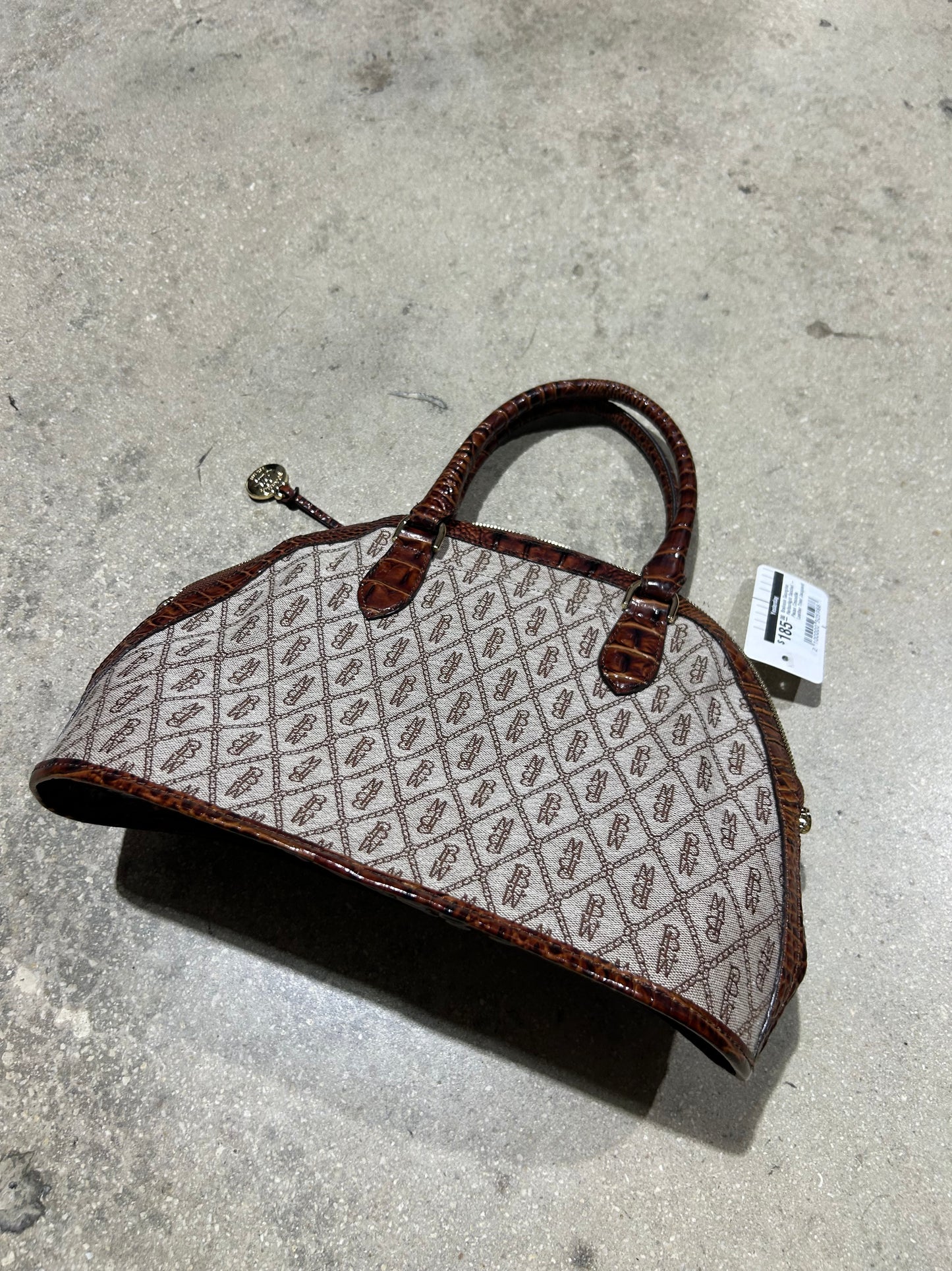 Brahmin Georgina Harborlight Satchel - Pecan Crocodile Leather Trim/ Jacquard Fabric