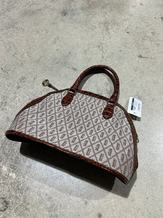 Brahmin Georgina Harborlight Satchel - Pecan Crocodile Leather Trim/ Jacquard Fabric