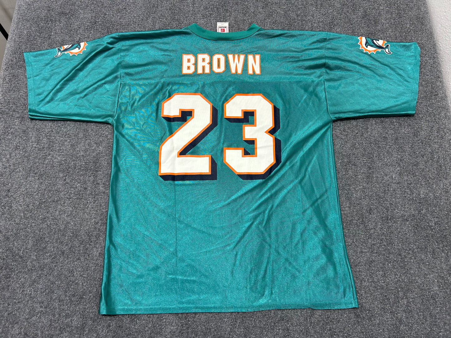 Miami Dolphins Shiny Rookie Brown #23 Football Jersey - Teal Size Large (con)