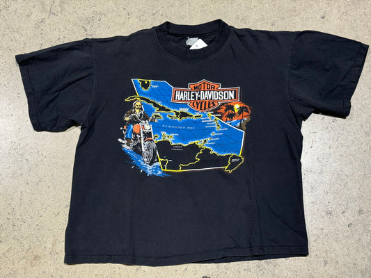 90s Harley Davidson Caribbean Sea Tee - Black Size XL