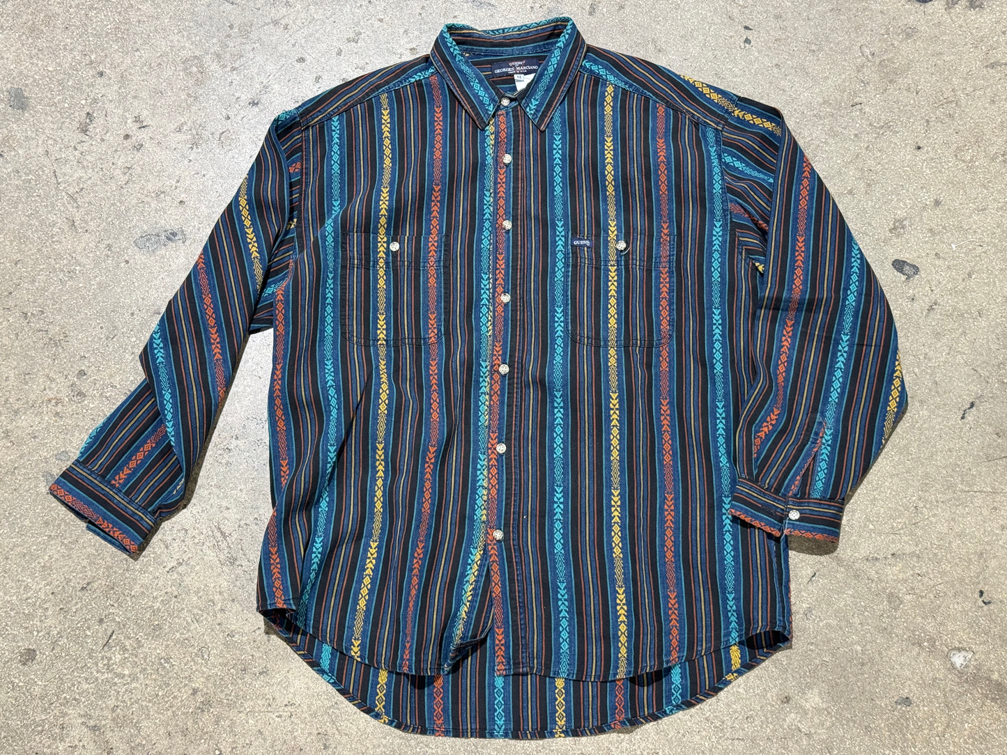 Guess Button Down - Multicolor Size Medium