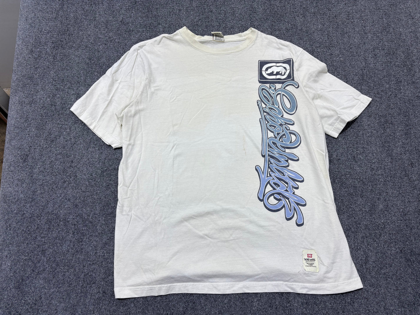 Ecko Unltd Side Cursive Logo Tee - White / Blue Size XL
