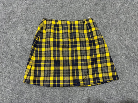 Dior Mademaiselle Plaid Skirt - Yellow / Navy Size Medium