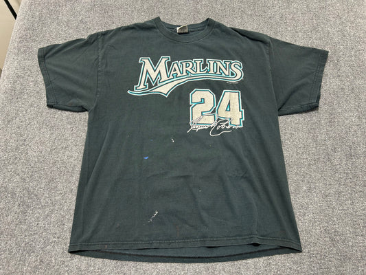 2004 Florida Marlins Miguel Cabrera #24 Tee - Black Size XXL