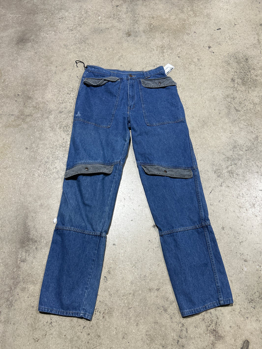 Crazy Knee Pocket Havin Denim - Blue Size 34x35