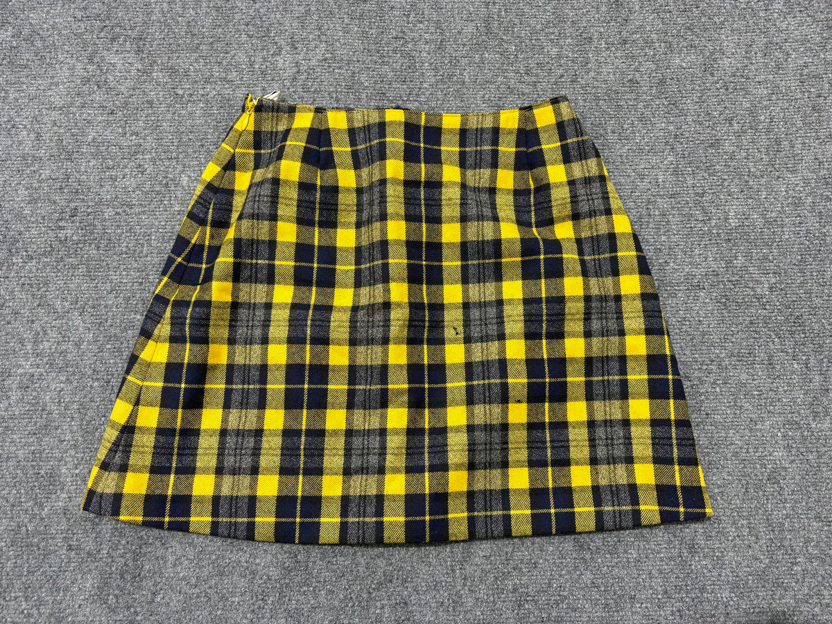 Dior Mademaiselle Plaid Skirt - Yellow / Navy Size Medium