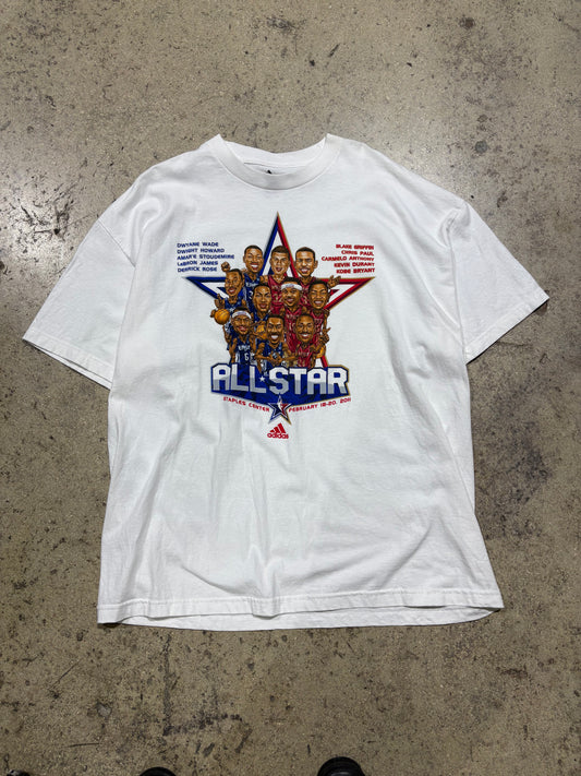 2011 Adidas NBA All Star Game Caricature Tee - White Size XXL  (26x32)