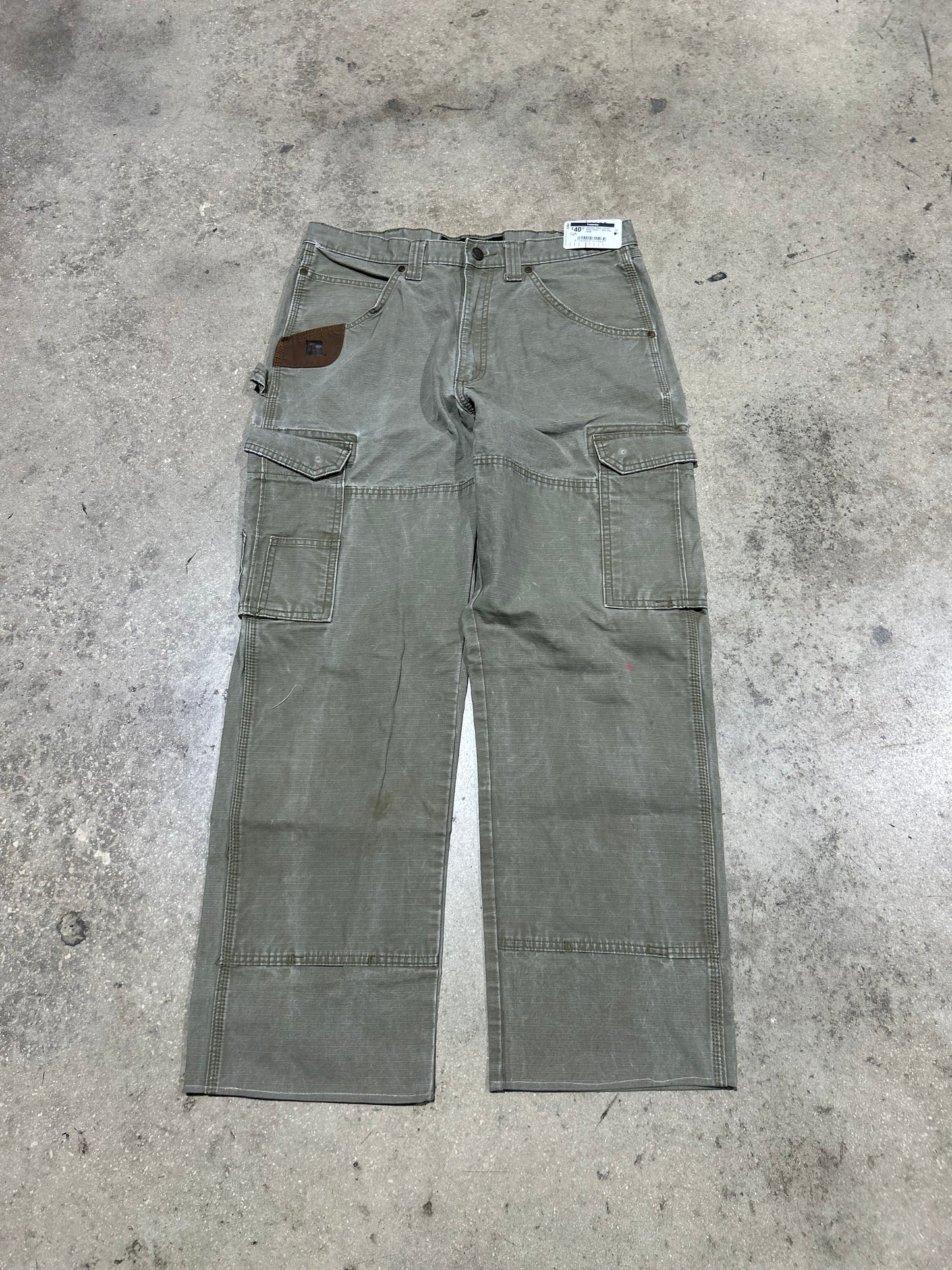 Wrangler Riggs Leather Patch Pants - Olive Size 34x36