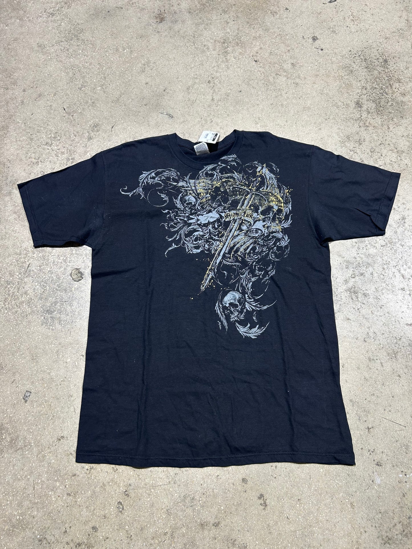 Miami Ink Skulls & Sword Tee - Black Size Large