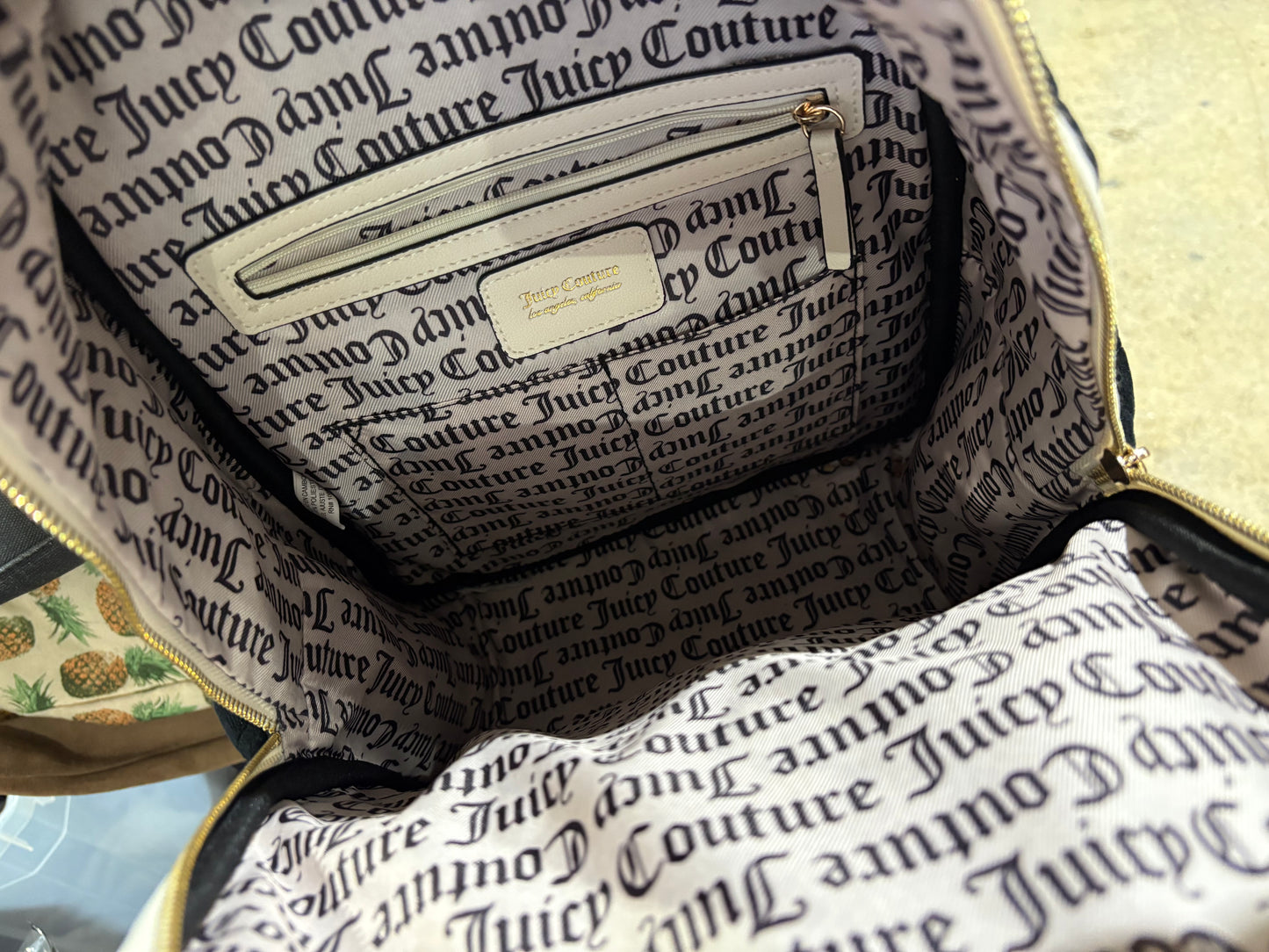 Juicy Couture Velour Bag w Coin Purse - Black/ Beige
