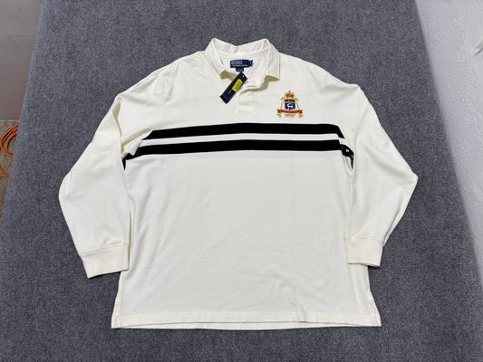 NEW Polo Ralph Lauren Chest Stripe Rugby - White / Navy Size XL