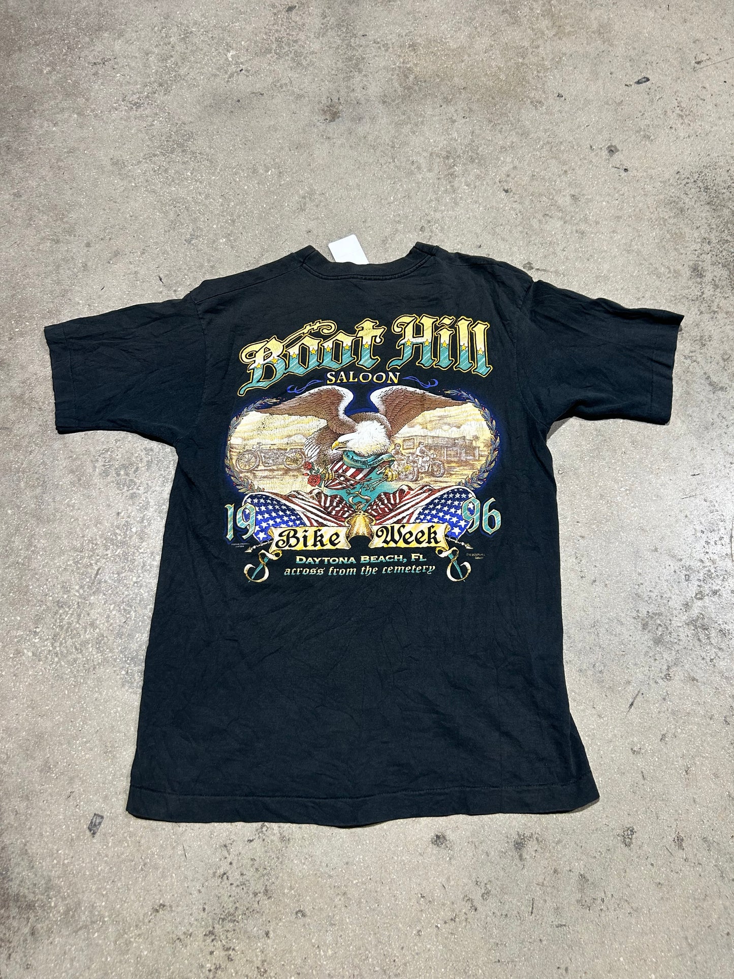 1996 Boot Hill Saloon Eagle Tee - Black Size Large
