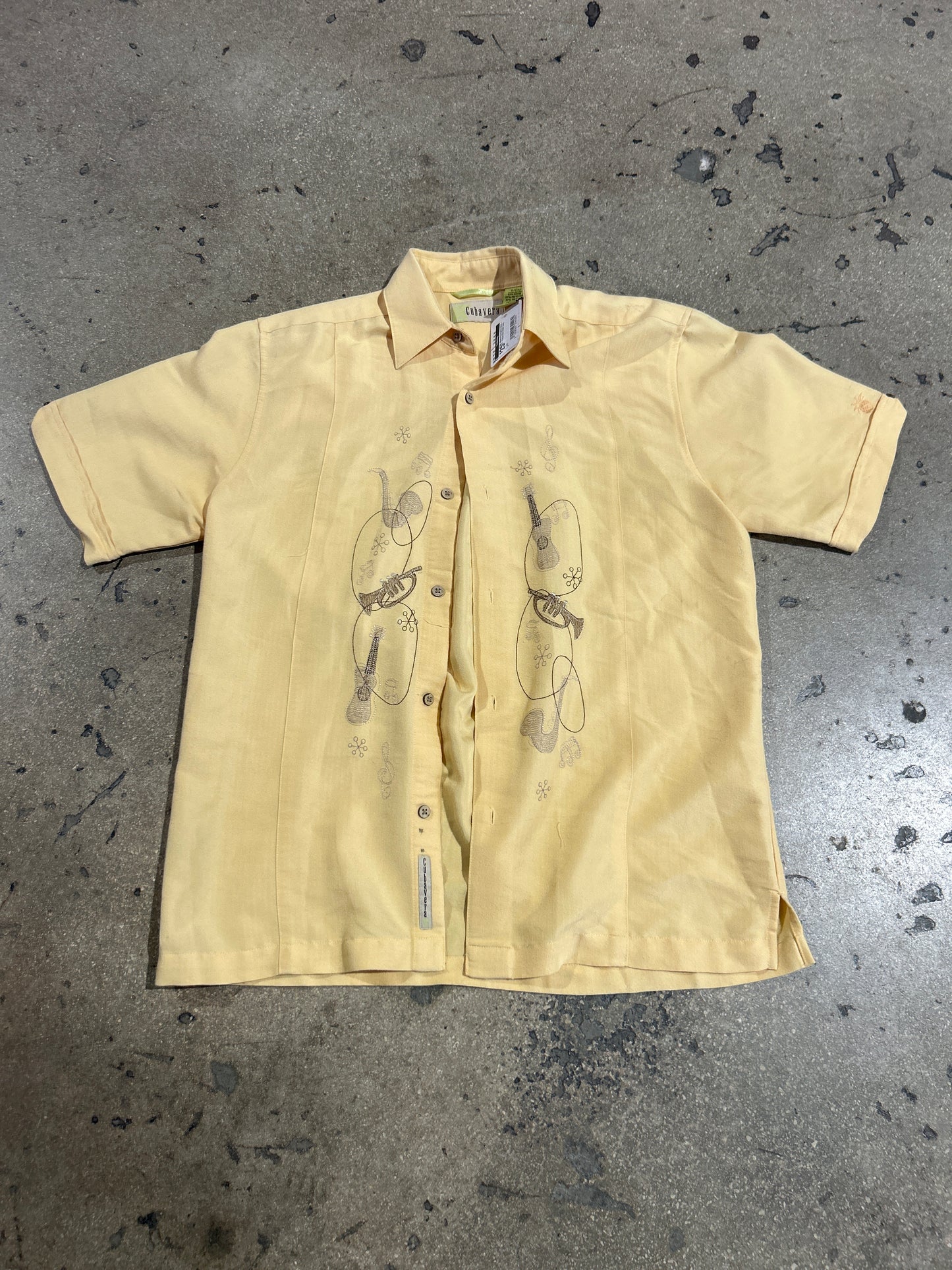 Musical Guayabera Shirt - Yellow Size Small