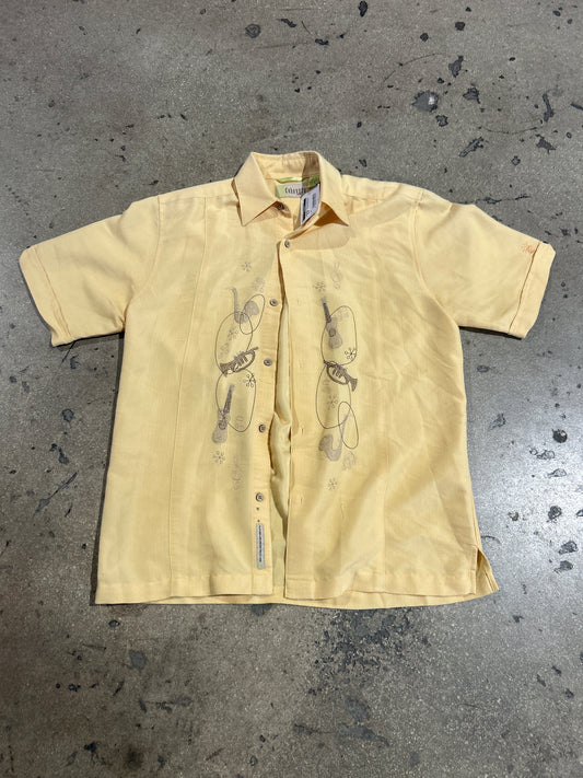Musical Guayabera Shirt - Yellow Size Small