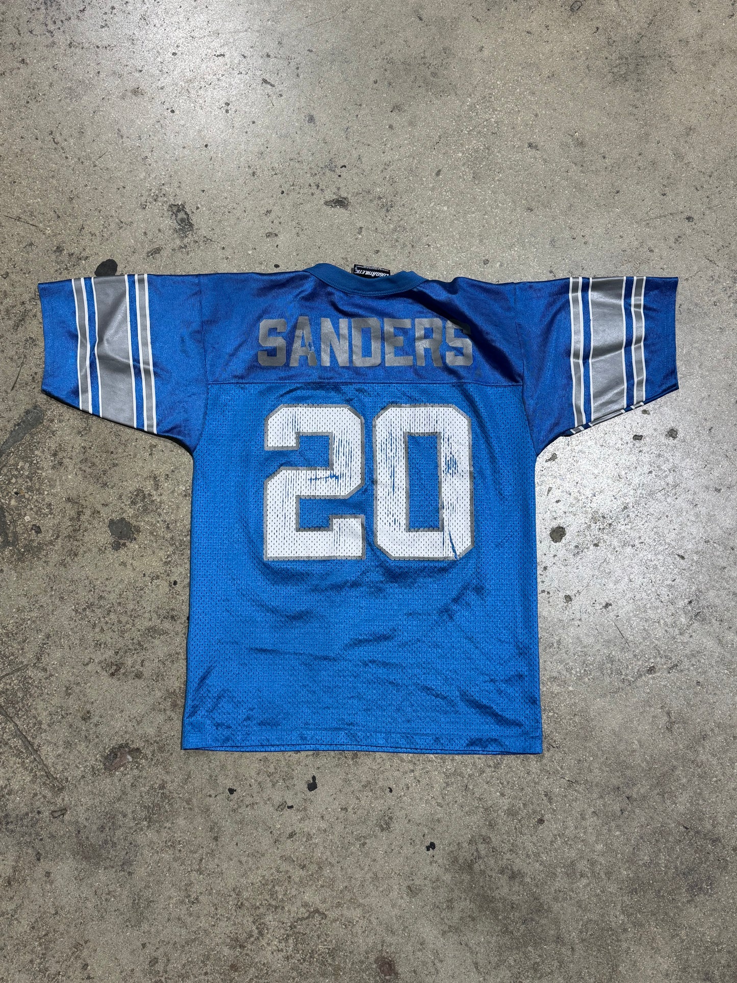 Logo Athletic Bootleg Barry Sanders Lions Jersey - Blue Size Medium