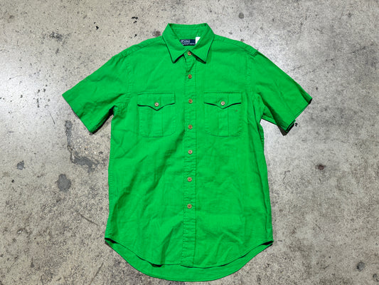 Polo Double Breasted Button Up Short Sleeve - Green Size Medium