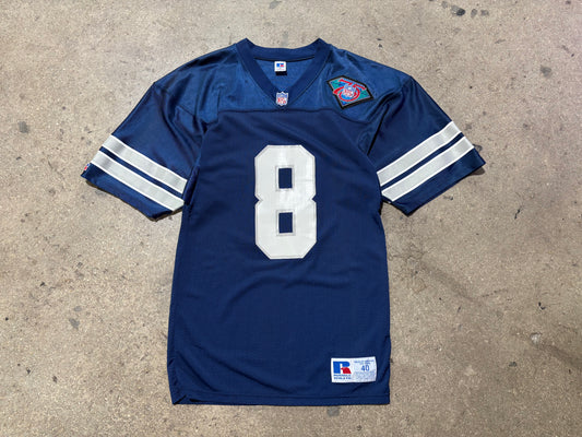 Russell Dallas Cowboys #8 Troy Aikman Jersey - Blue Size 40/Small