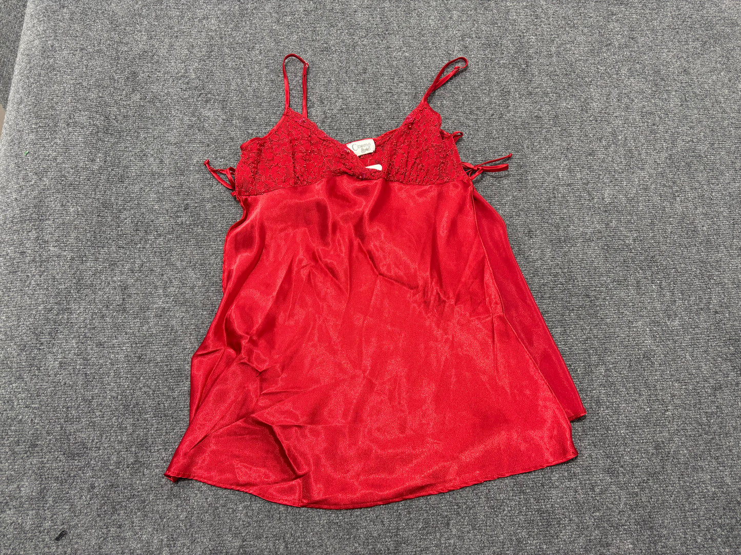 Satin Side Slit Babydoll Dress - Red Size Small
