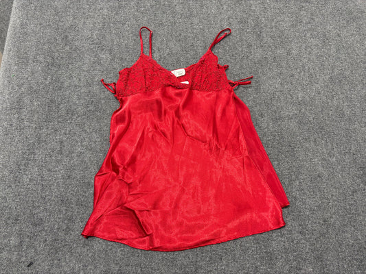 Satin Side Slit Babydoll Dress - Red Size Small