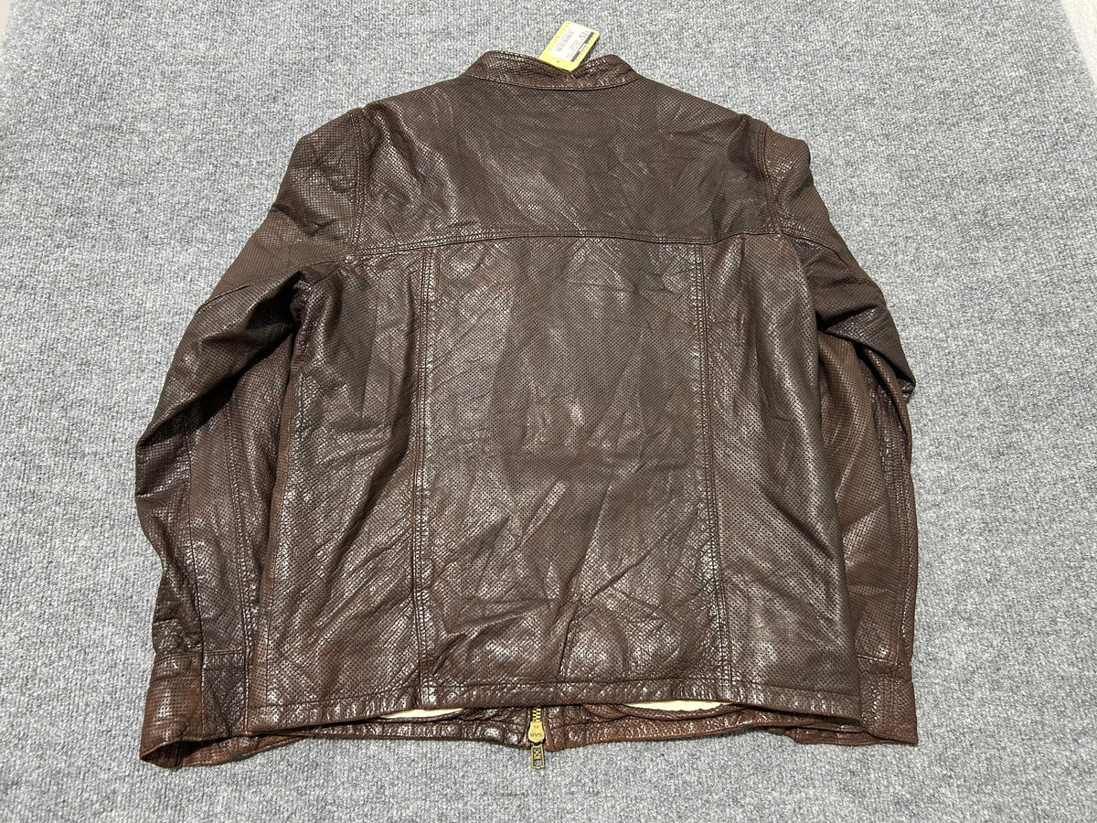 Vince Camuto Perforated Leather Jacket - Brown Size Medium