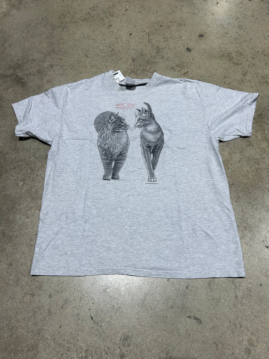 1993 Are You Fixed Cat Tee - Grey Size XL