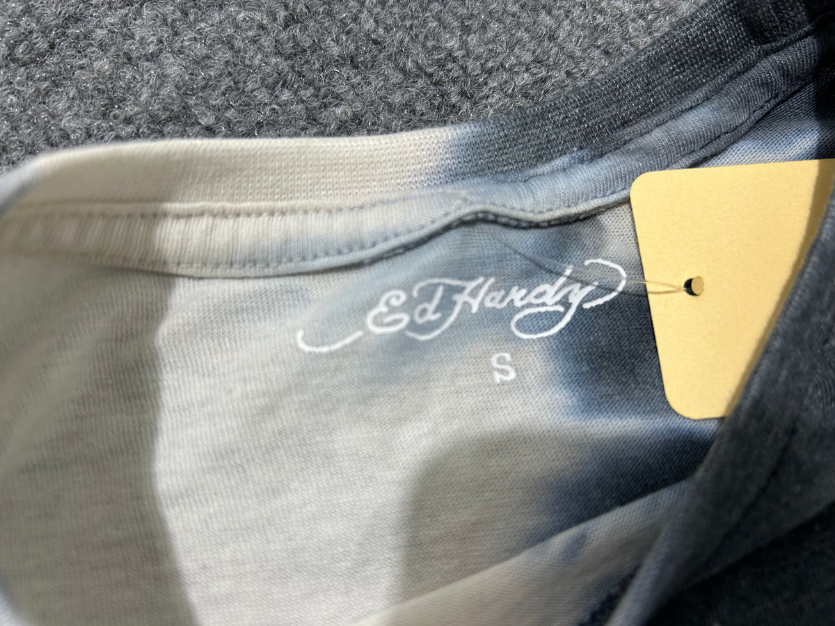 WMNS Ed Hardy Tie Dye Tee - Grey / White Size Small
