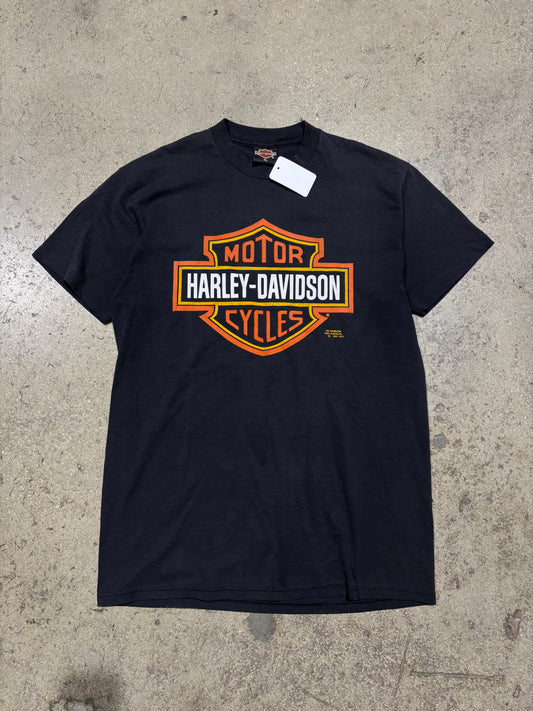 1991 Harley Davidson Shield 3D Emblem Tee - Black Size XL