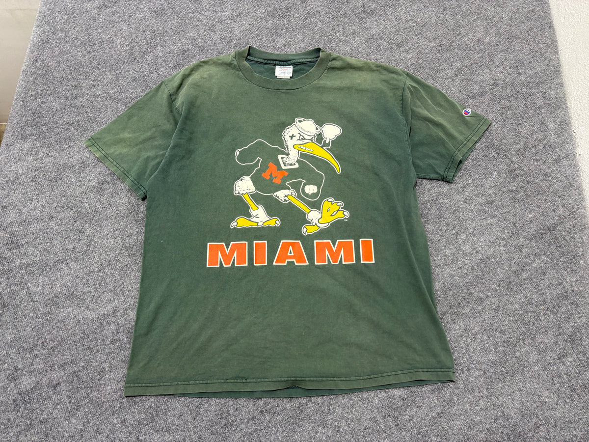 Miami Hurricanes Smoking Ibis Tee - Faded Green Size XL