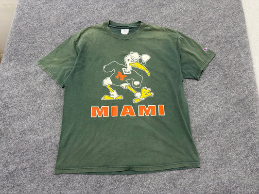 Miami Hurricanes Smoking Ibis Tee - Faded Green Size XL