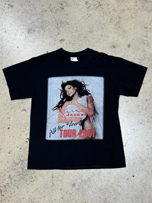 2001 Janet Jackson All For You Tour Tee - Black Size XL