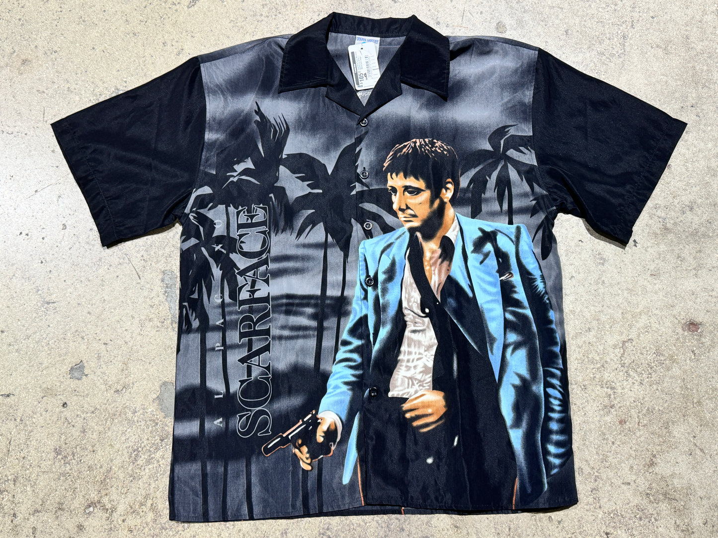 Scarface Tony Montana Button Up Shirt - Black Size Large