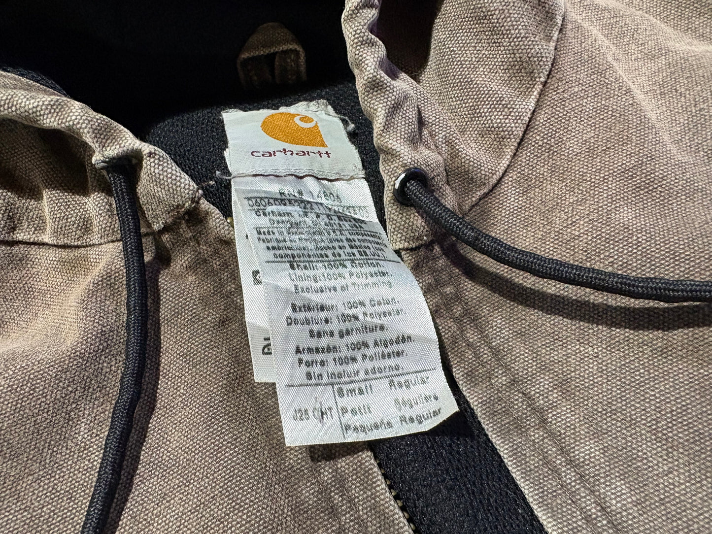 Carhartt Faded Hooded Work Jacket - Brown Size Small