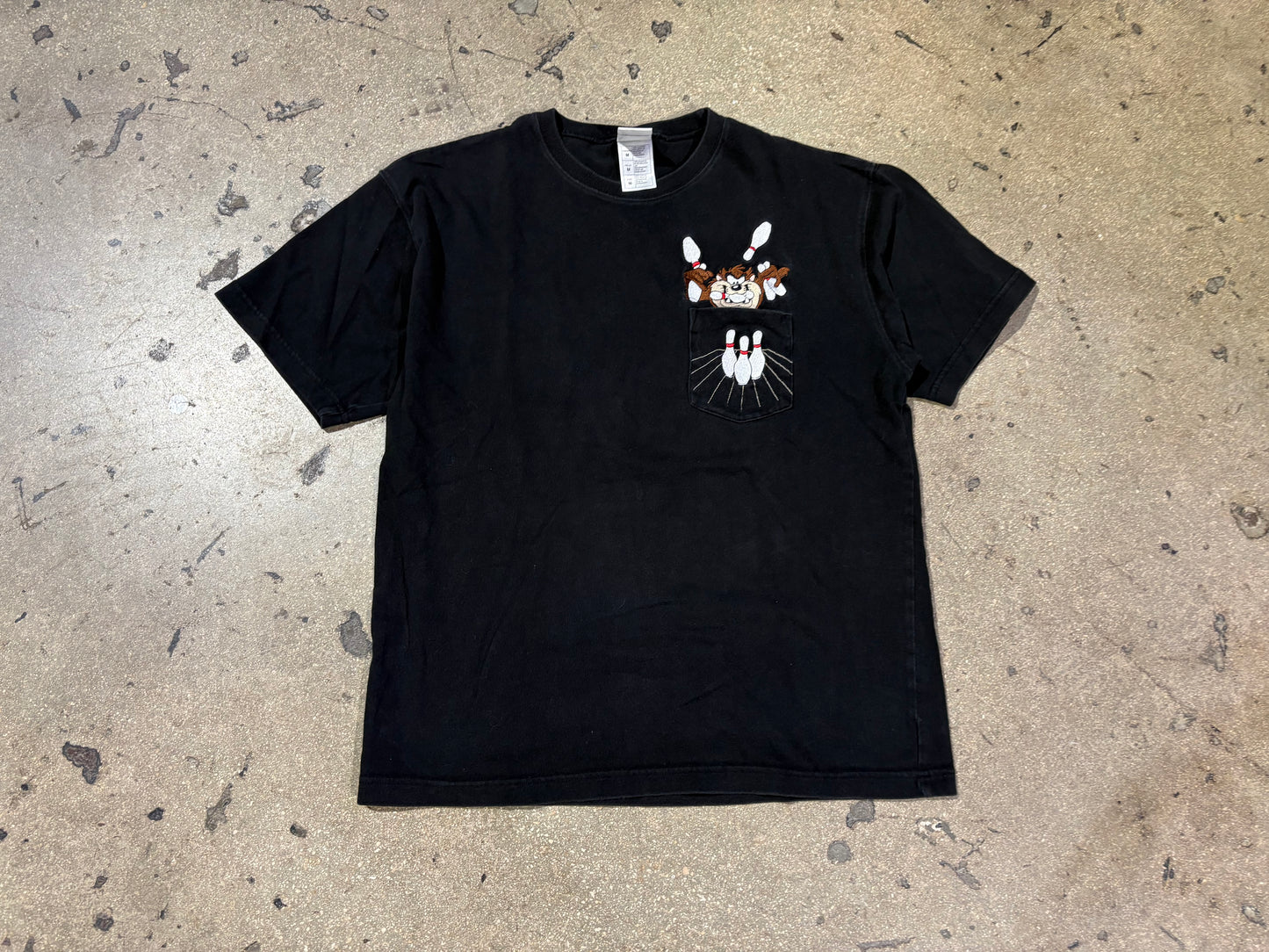 Taz Bowling Pocket Tee - Black Size Medium