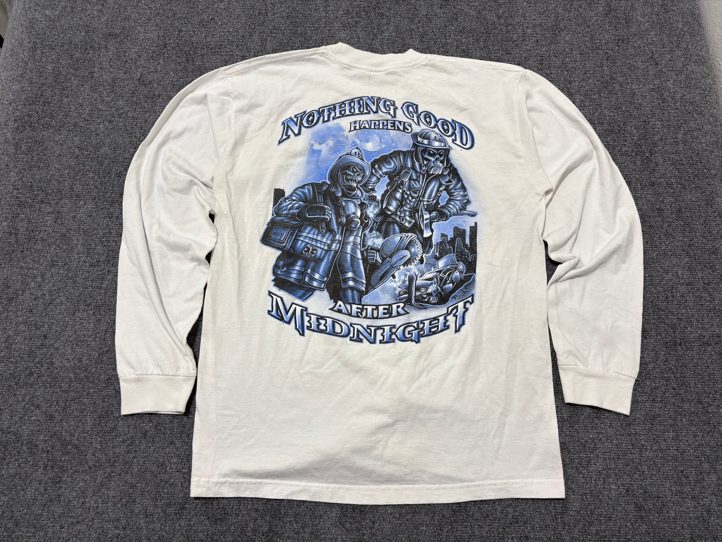 Miami Dade Firefighters Long Sleeve Tee - White / Blue Size XL