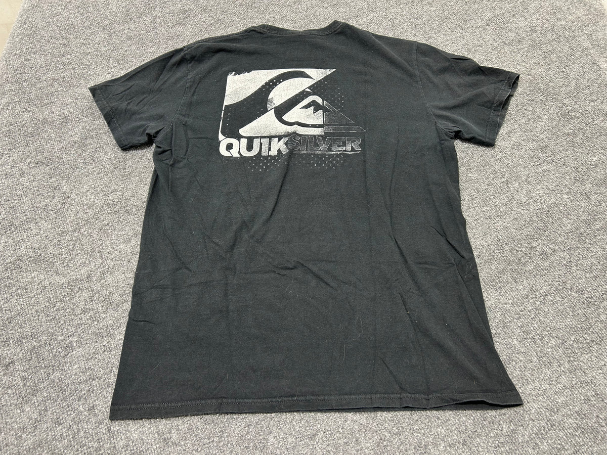Quicksilver Spell Out Logo Tee - Black Size Large