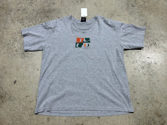 University Of Miami Quad Logo Nike Tee - Gray Size Kids XL (con)