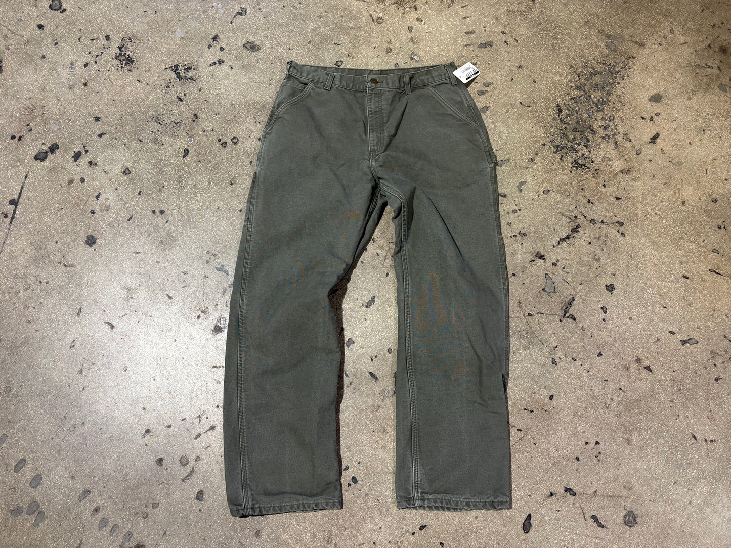 Carhartt Flannel Lined Carpenter Work Pants - Olive Size 36 x 32