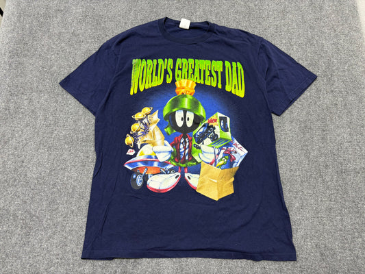 1995 Marvin The Martian Greatest Dad Tee - Navy Size XL