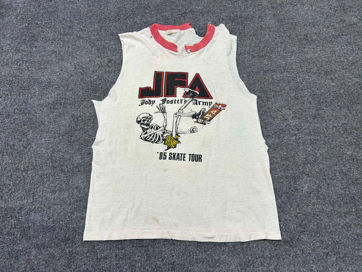 1985 Chopped Jody Fosters Army Skate Tour Tee - White Size Medium