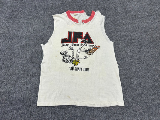 1985 Chopped Jody Fosters Army Skate Tour Tee - White Size Medium
