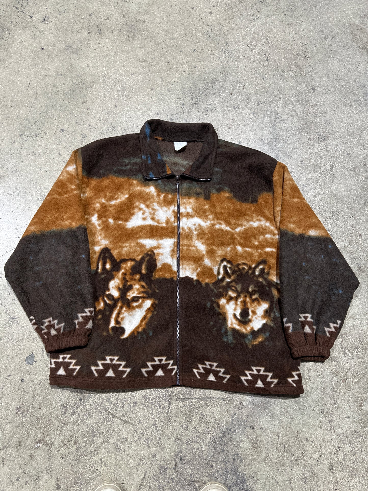 Wolves Lobos Fleece Jacket - Brown Size XL