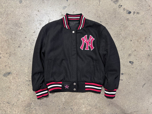 Womens JH Design New York Yankees Reversible Jacket - Black / Pink Size Small