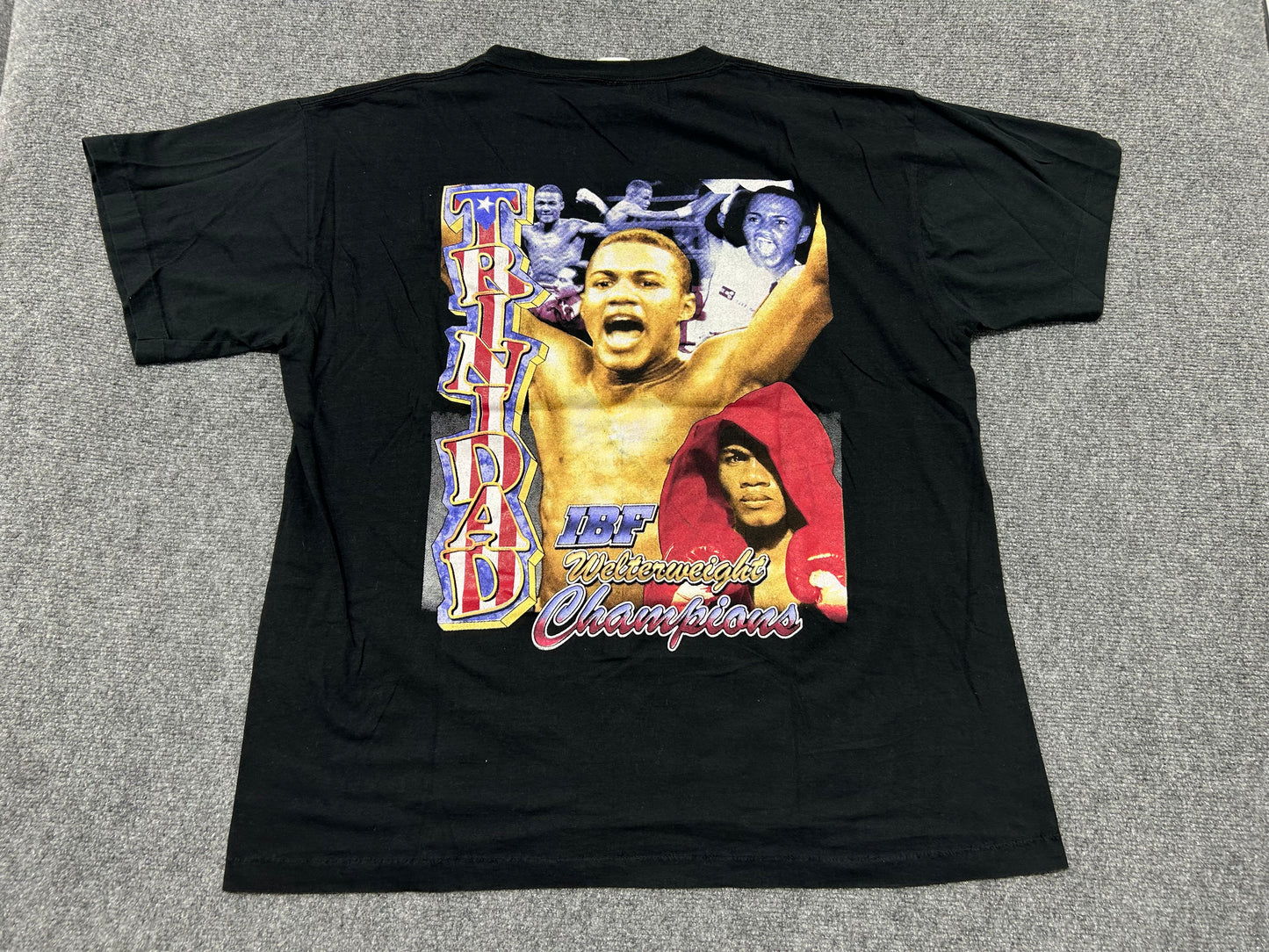 90s Felix Trinidad IBF Welterweight Champion Boxing Rap Tee - Black Size XL